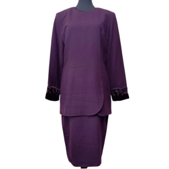 Talbots Womens Vintage 10 Faux Two Piece Career Cocktails Purple Wool Dress - Picture 1 of 14
